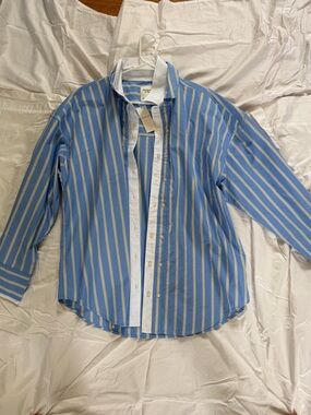 Abercrombie & Fitch Light Blue, White and Yellow Striped Shirt